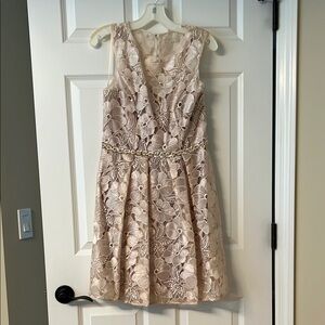 David's Bridal Floral Lace Dress in Cream